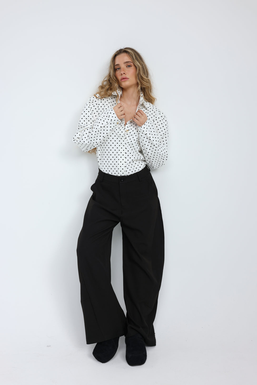 Overtime White Dots Buttoned  Shirt