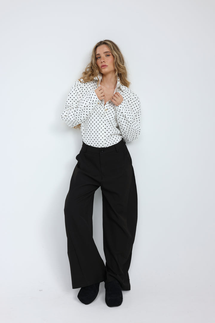 Overtime White Dots Buttoned  Shirt