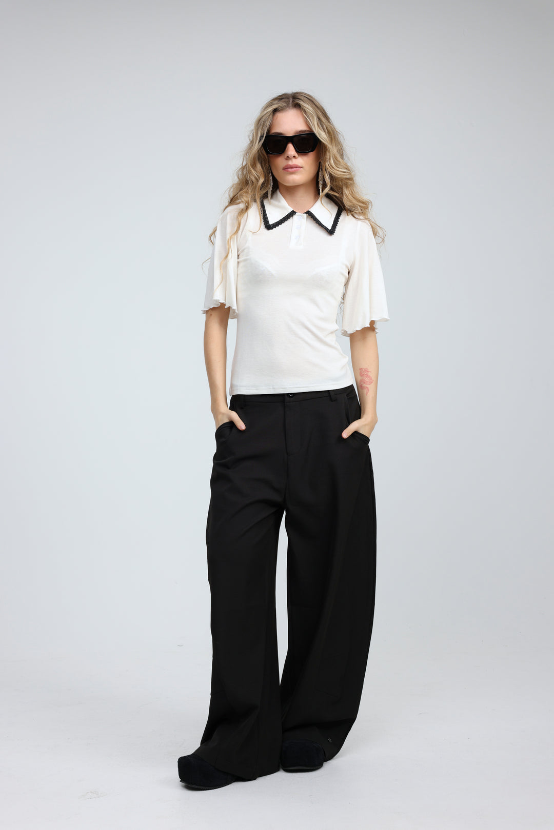 Stamp Cream Polo T-Shirt