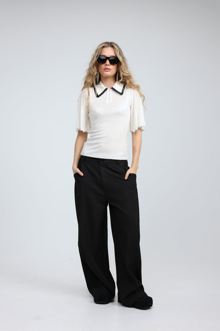 Stamp Cream Polo T-Shirt