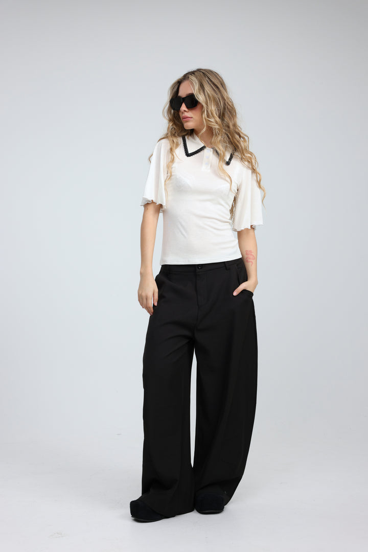 Stamp Cream Polo T-Shirt