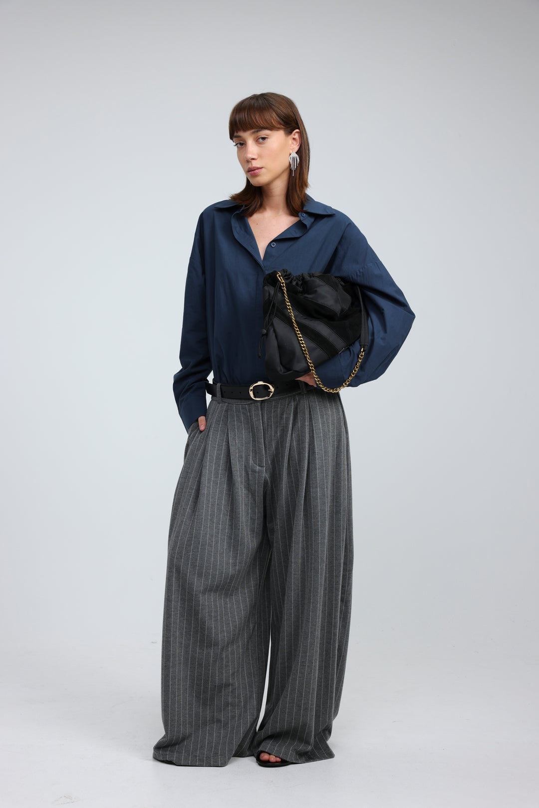 Chevron Black/Suede Side Bag