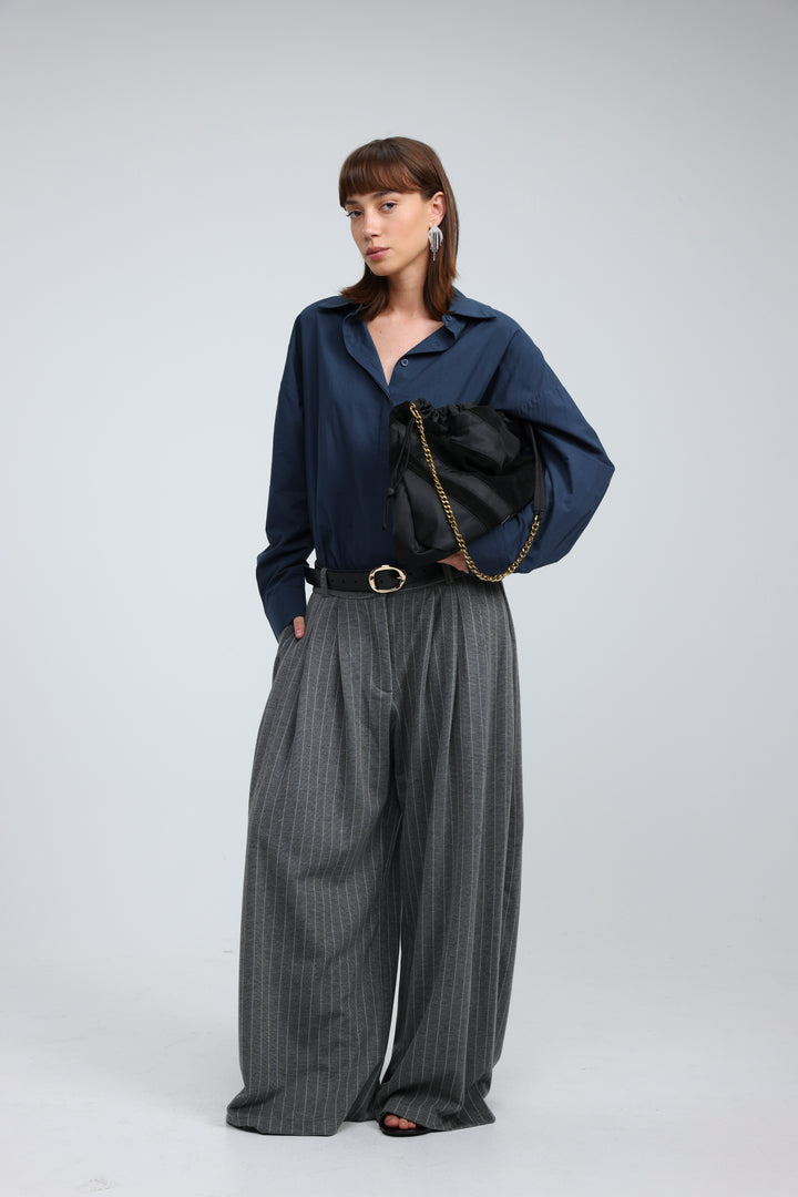 Chevron Black/Suede Side Bag