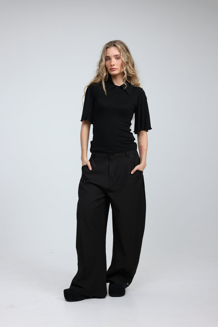 Stamp Black Polo T-Shirt