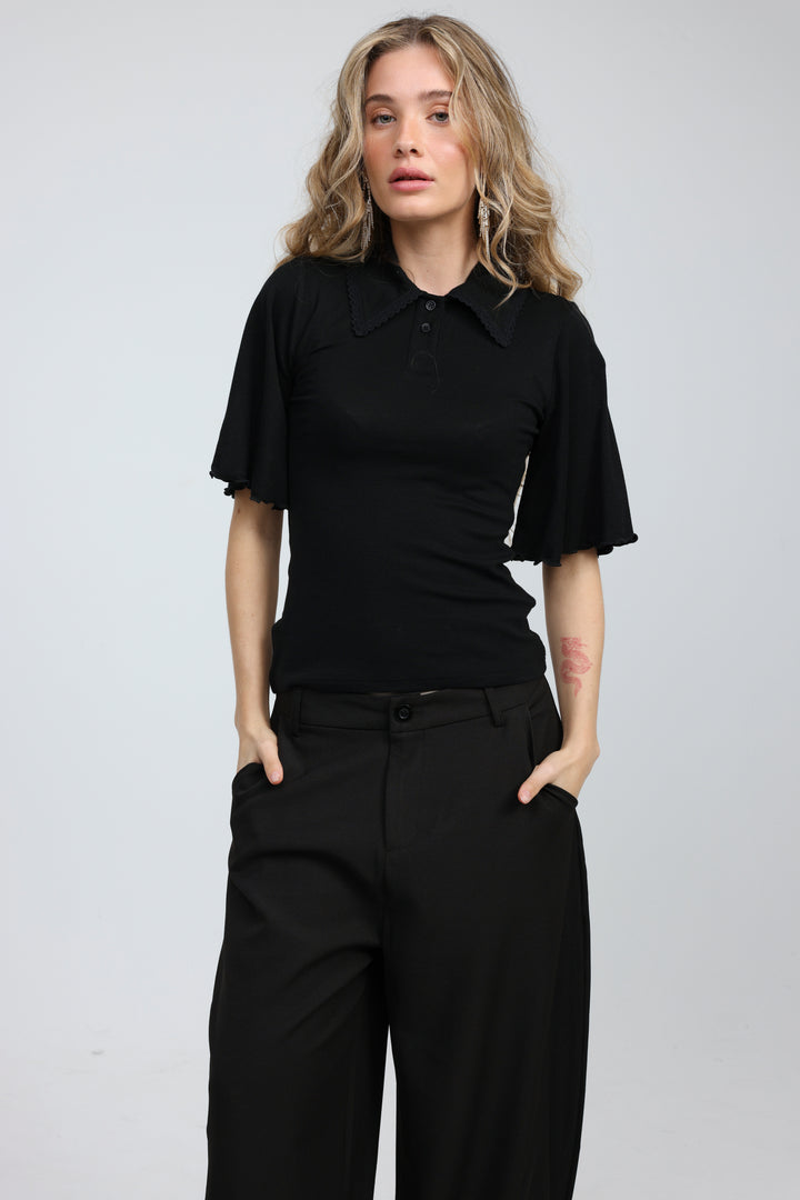 Stamp Black Polo T-Shirt
