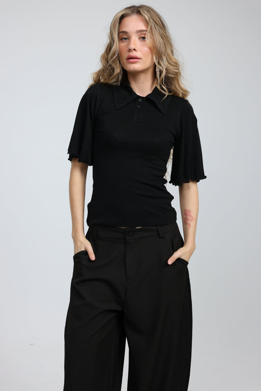 Stamp Black Polo T-Shirt
