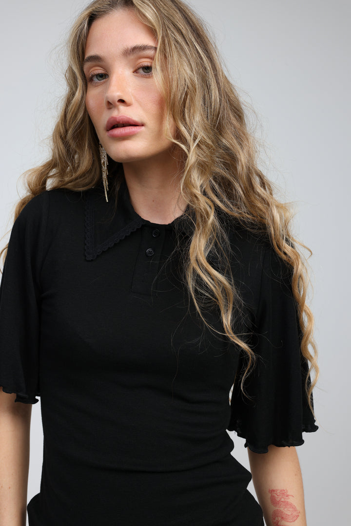 Stamp Black Polo T-Shirt