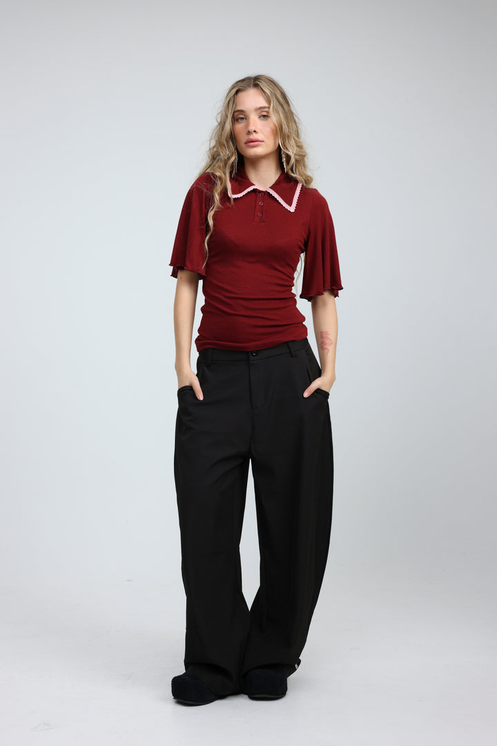 Stamp Wine Polo T-Shirt