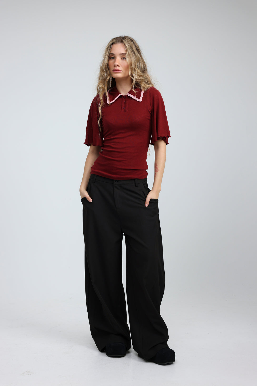 Stamp Wine Polo T-Shirt