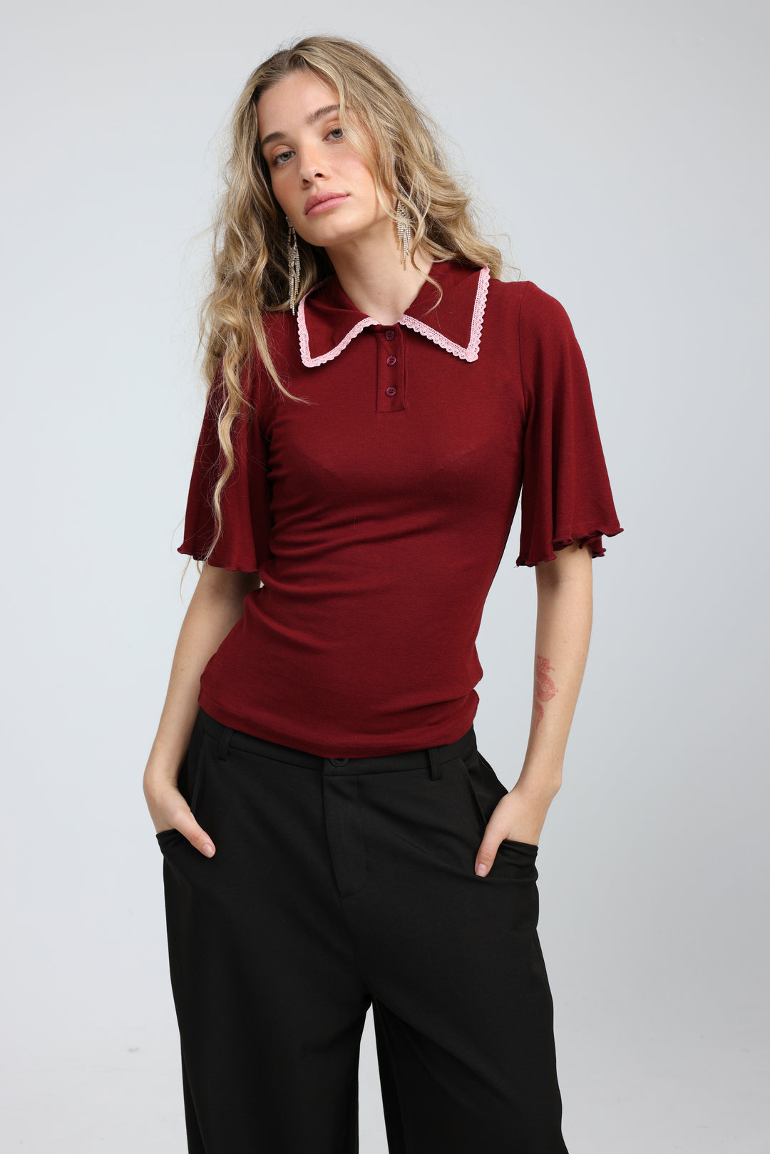 Stamp Wine Polo T-Shirt