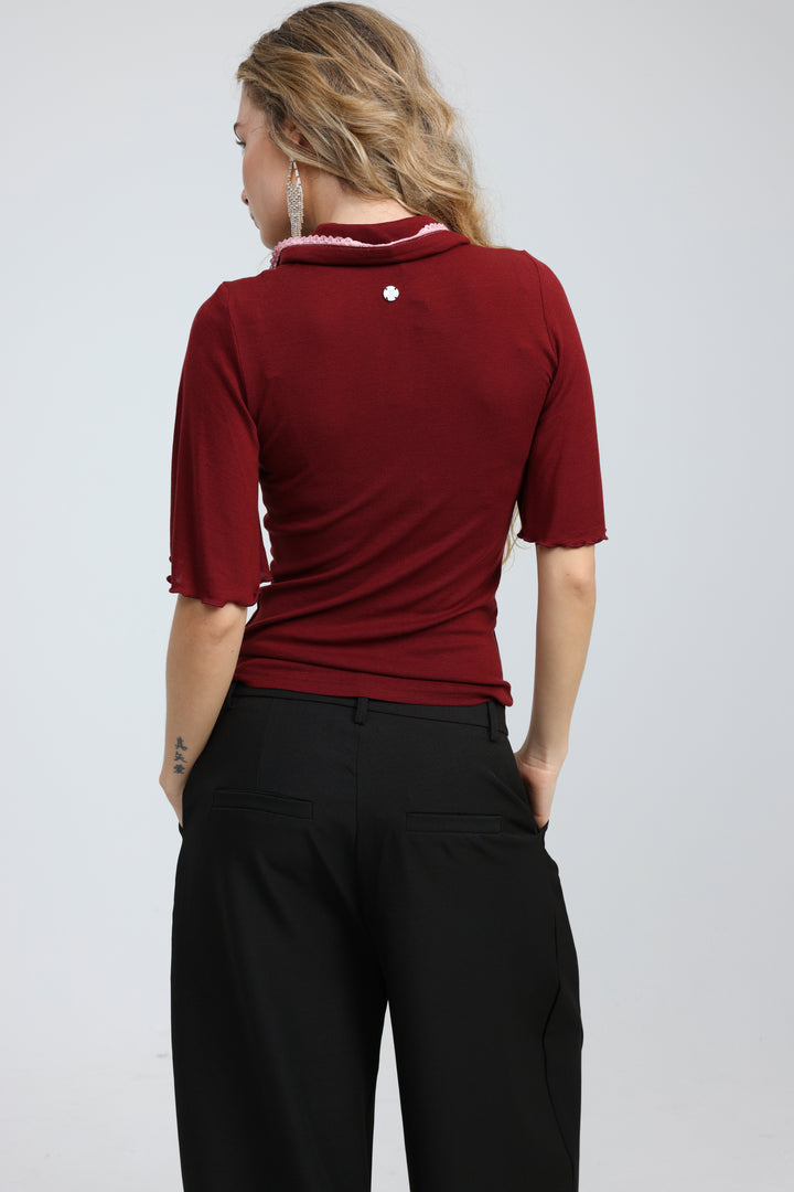 Stamp Wine Polo T-Shirt