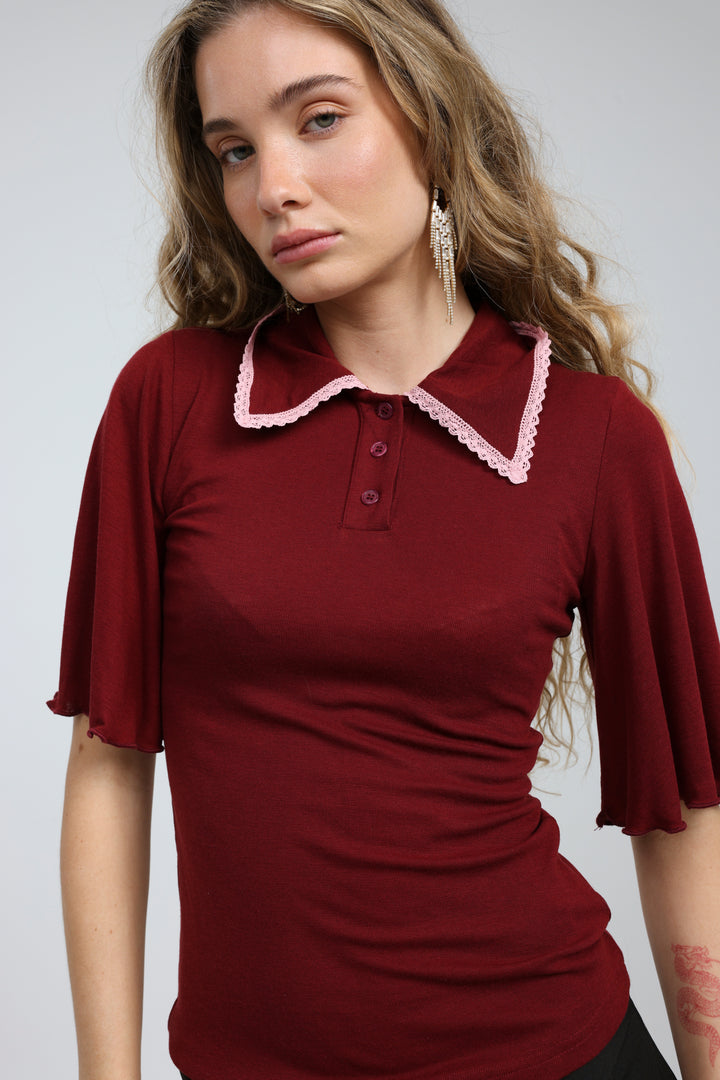 Stamp Wine Polo T-Shirt