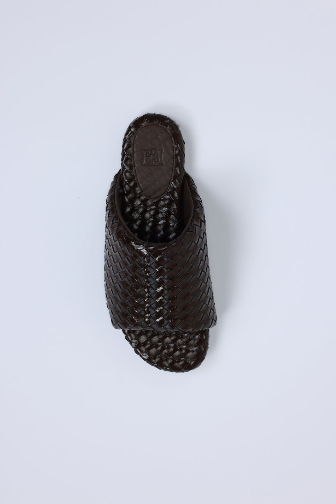 Woven Brown Leather Slides