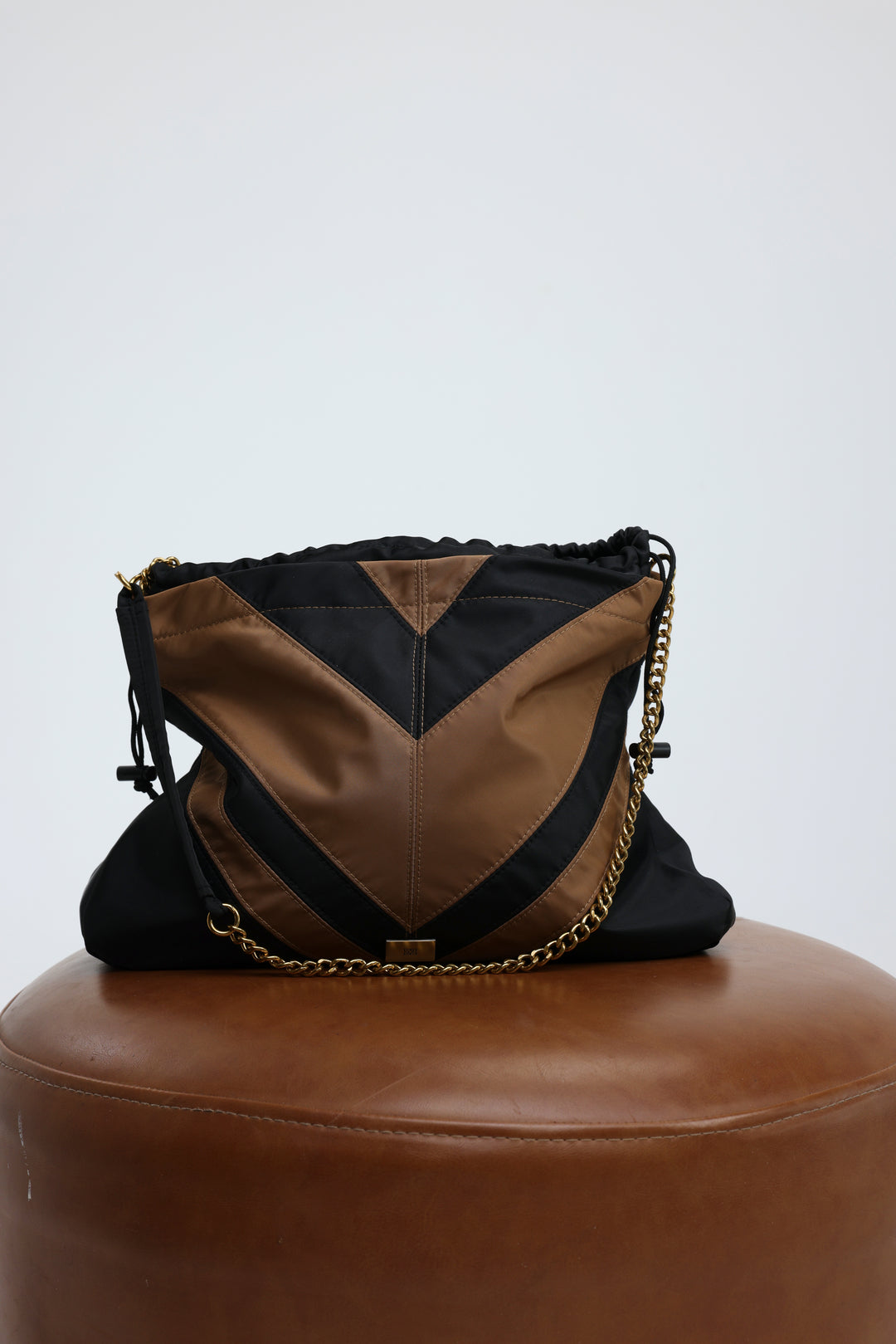 Chevron Black/Camel Side Bag