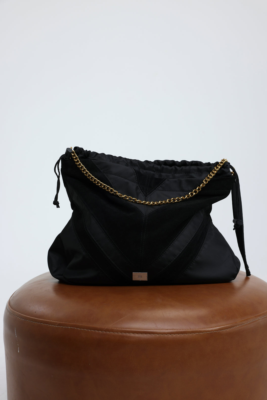 Chevron Black/Suede Side Bag