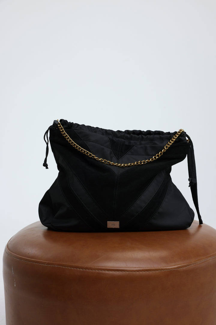 Chevron Black/Suede Side Bag