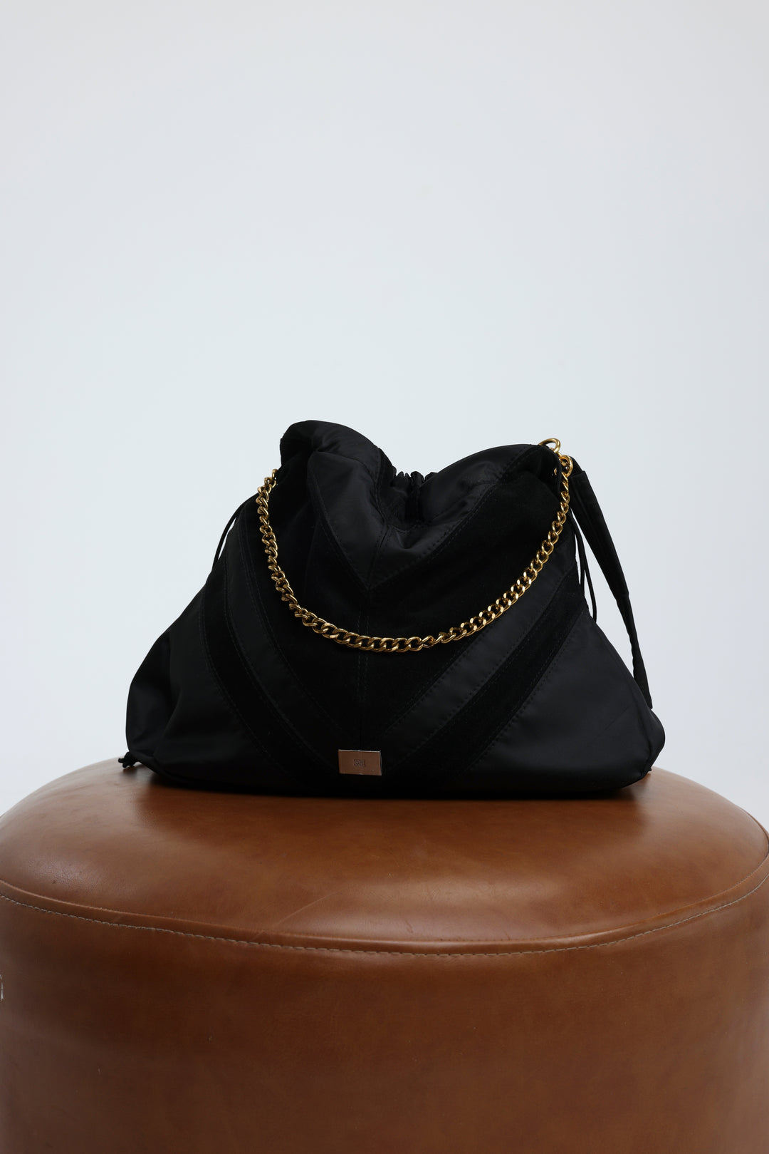 Chevron Black/Suede Side Bag