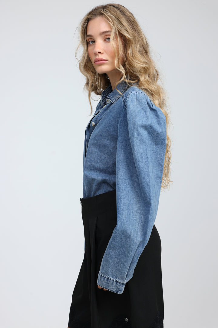 Overtime Blue Denim Buttoned  Shirt