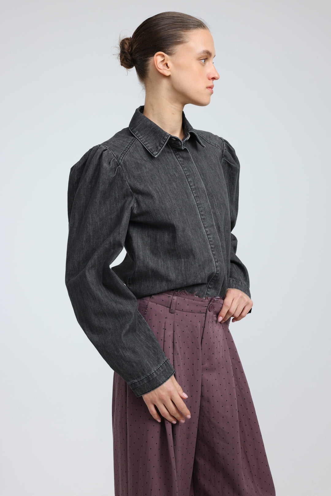 Overtime Black Denim Buttoned  Shirt