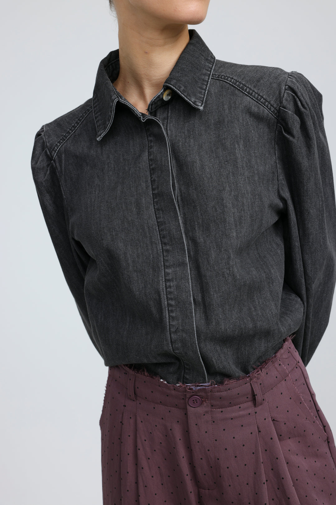 Overtime Black Denim Buttoned  Shirt