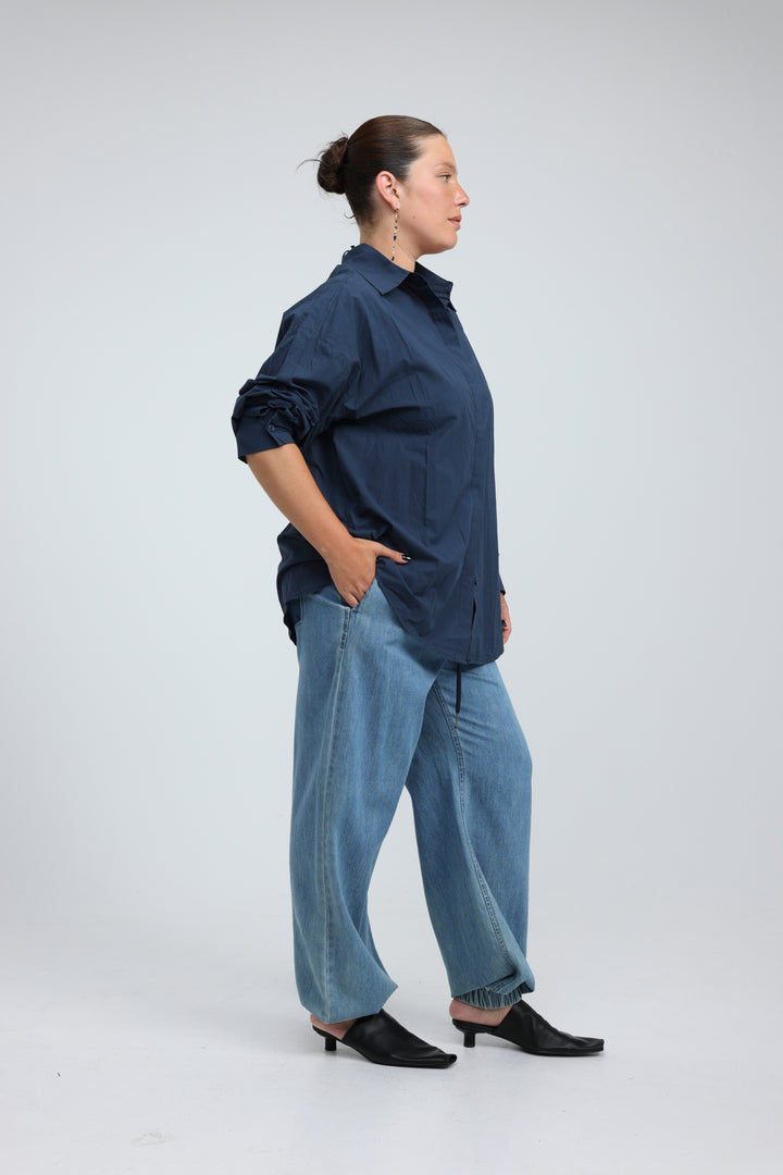 Heart-Back Blue Buttoned Shirt