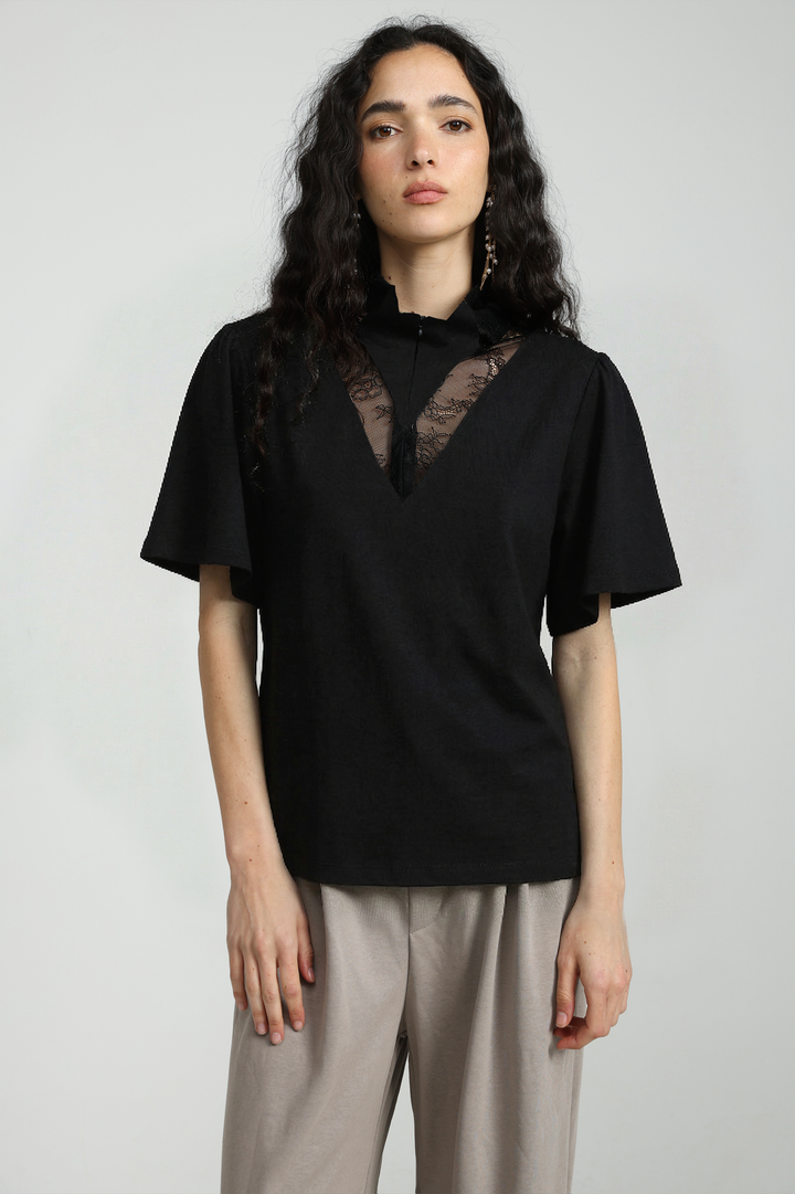 Adamon Black Lace Polo