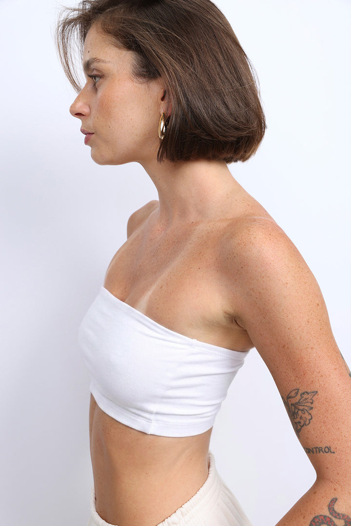 White Strapless Top