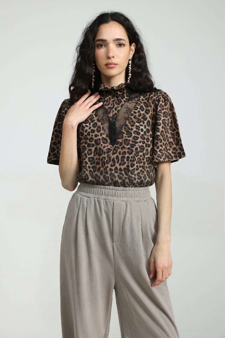 Adamon Leopard Lace Polo