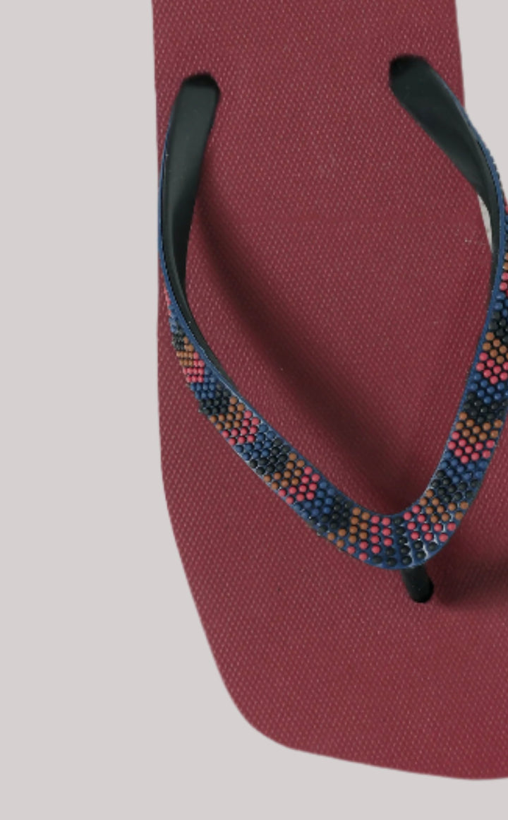 EE Wine Beaded Flip-Flops