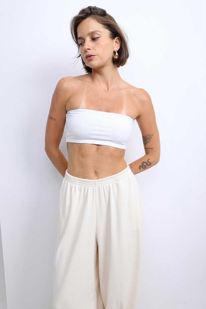 White Strapless Top