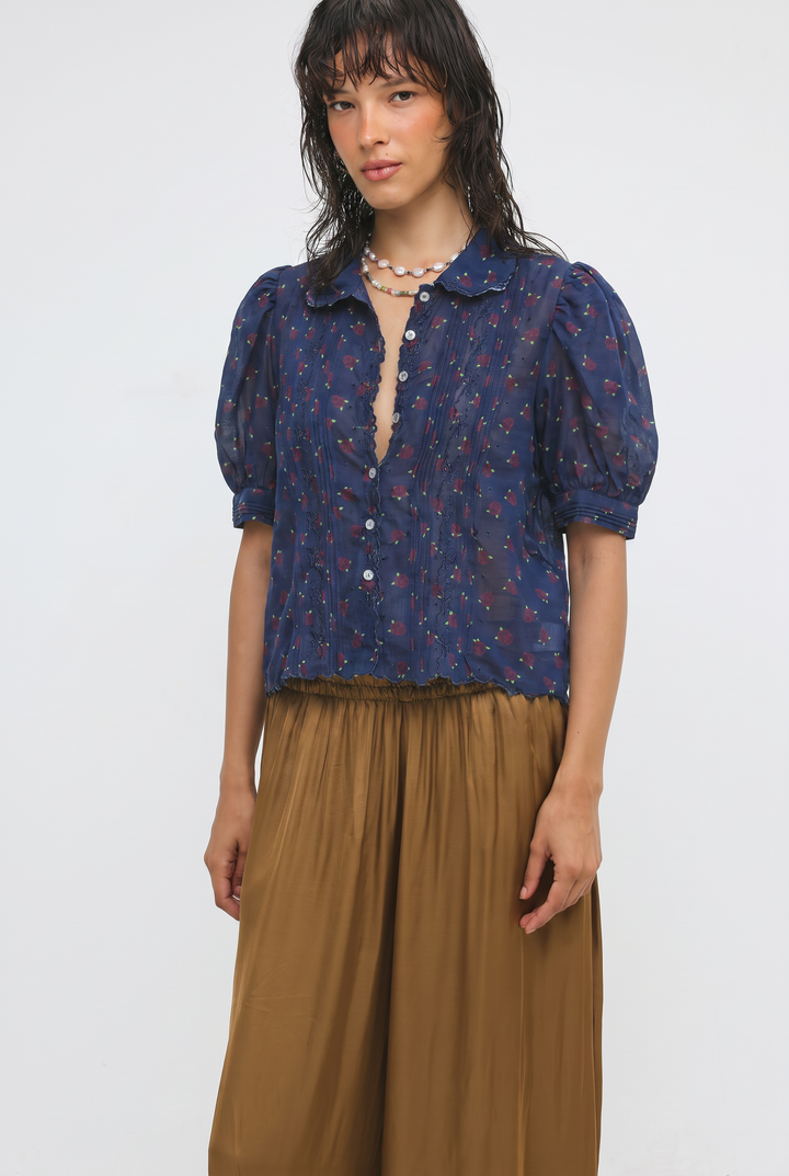 Floral Blue Blouse