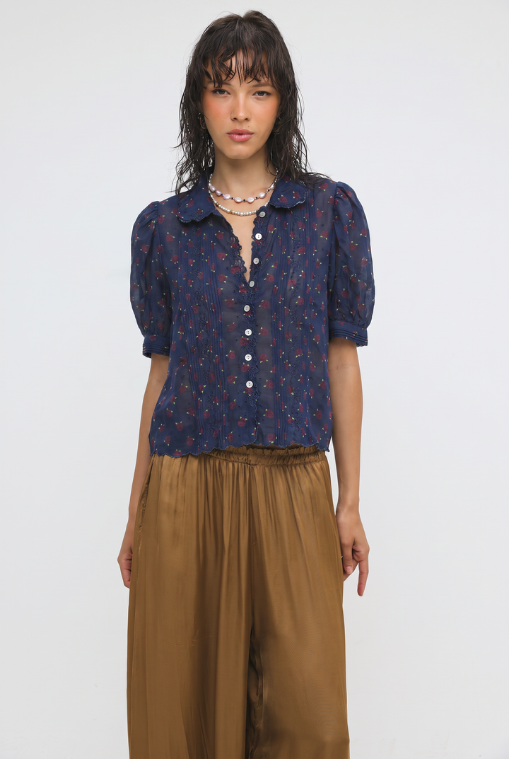 Floral Blue Blouse