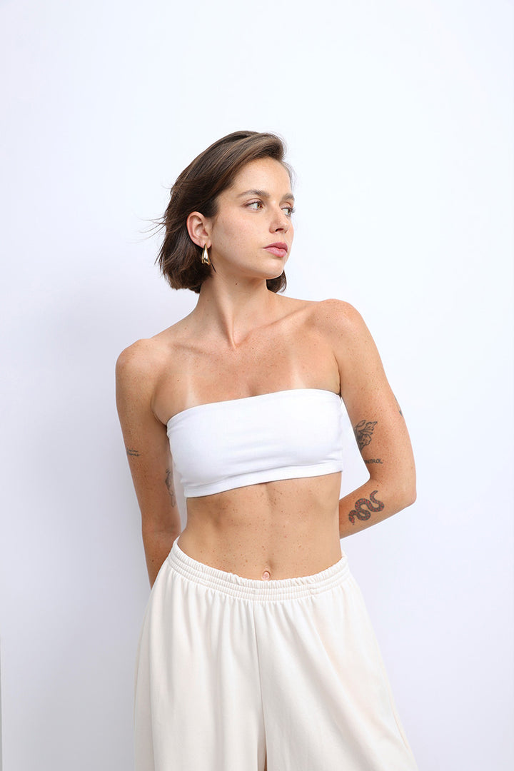 White Strapless Top
