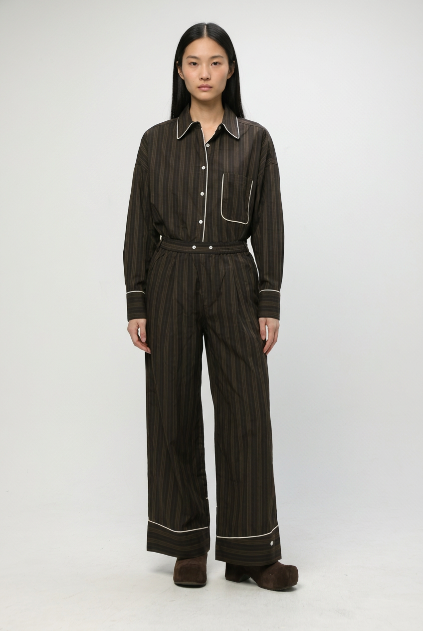 Piped Brown Striped Bottoms