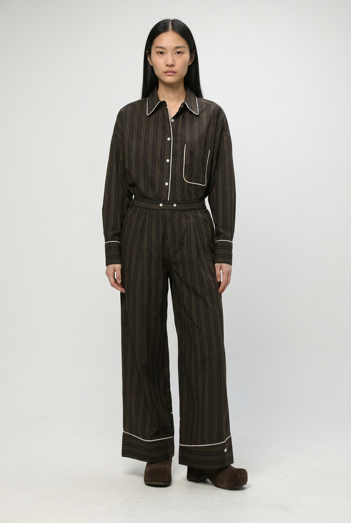 Piped Brown Striped Bottoms