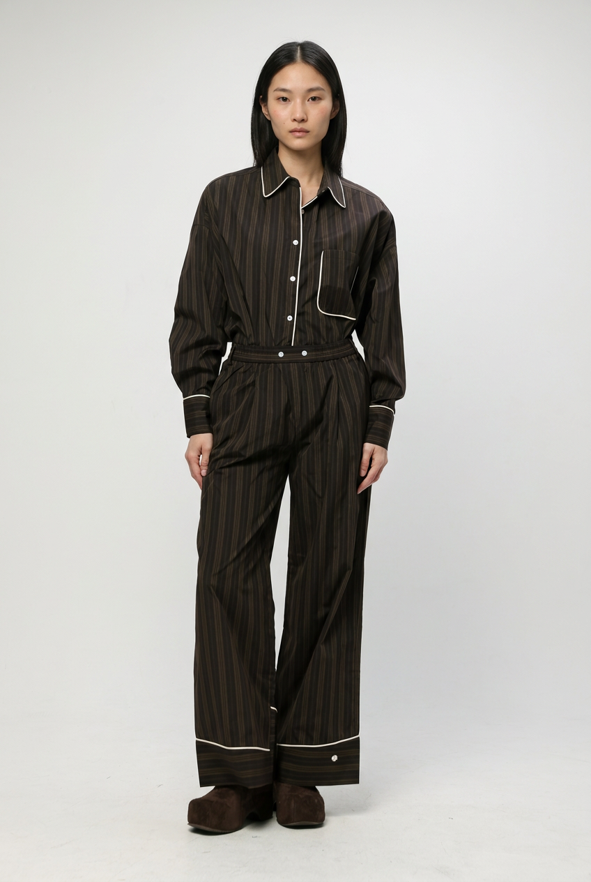 Piped Brown Striped Bottoms