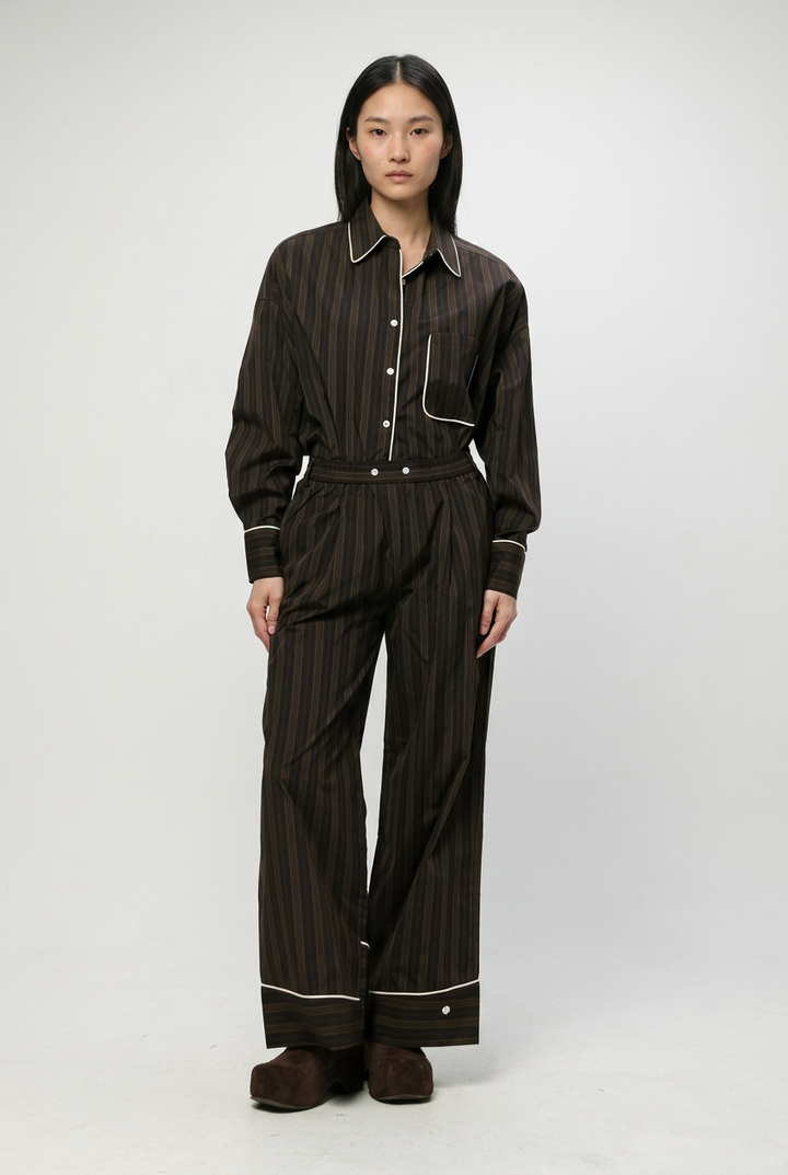 Piped Brown Striped Bottoms