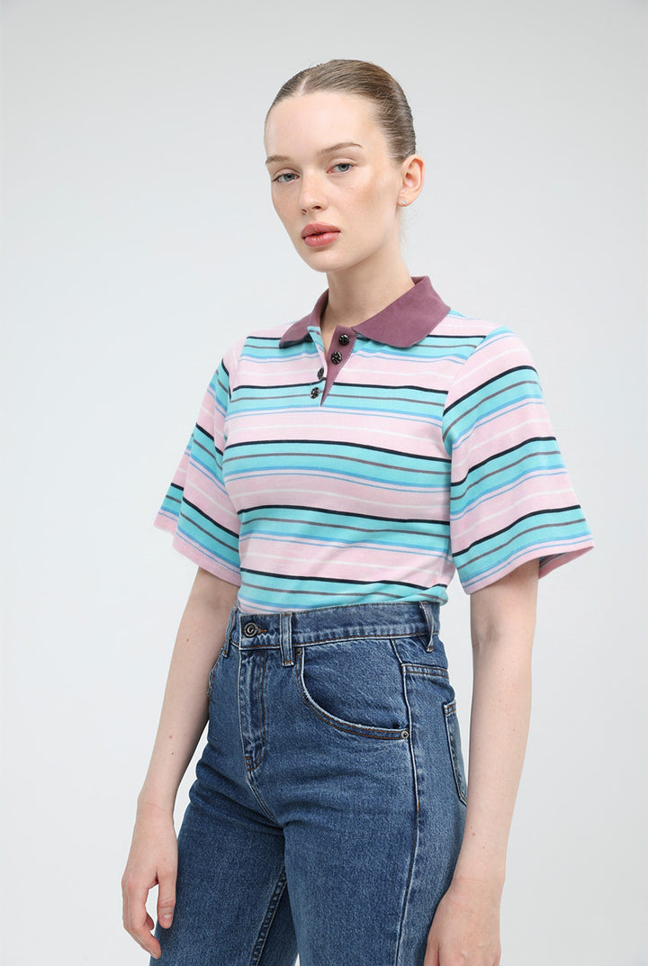 Sweet Pink Striped Polo