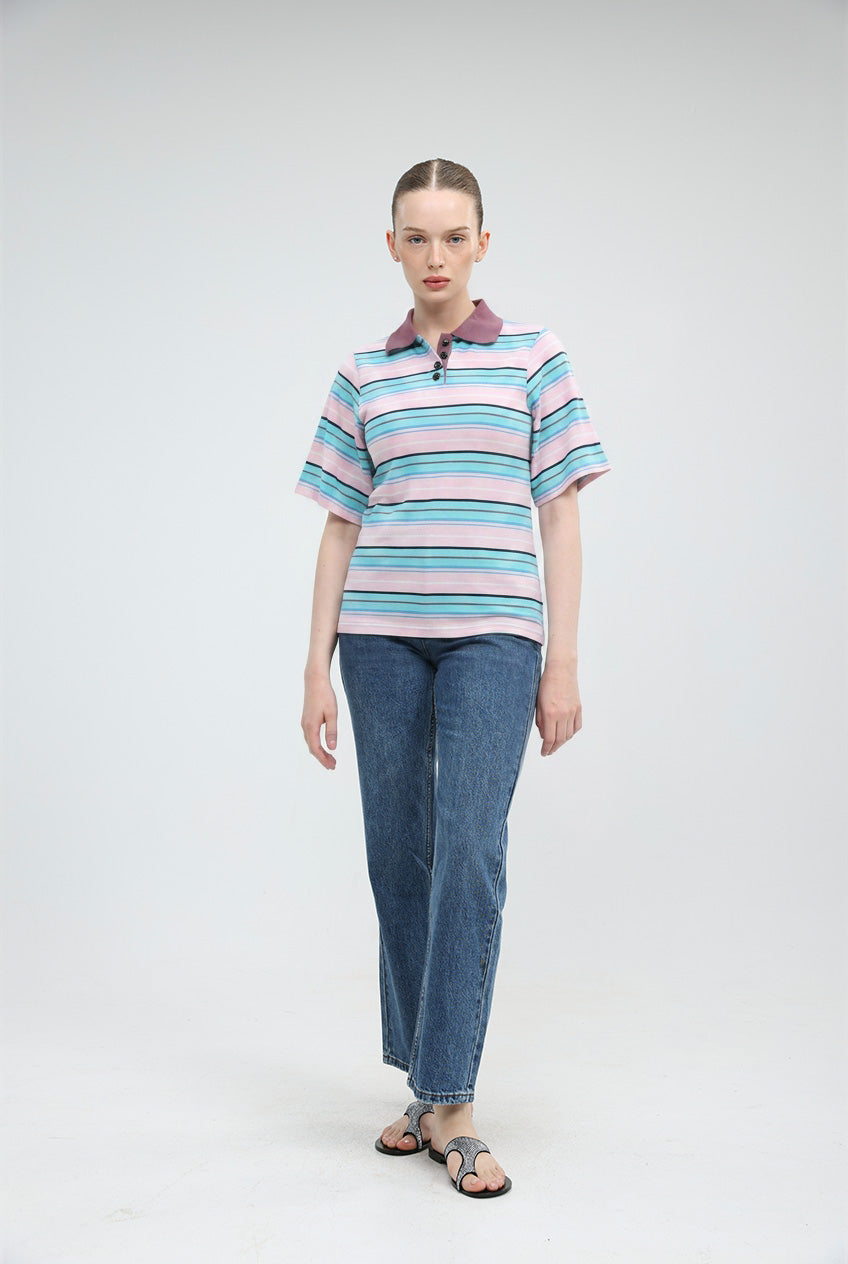 Sweet Pink Striped Polo