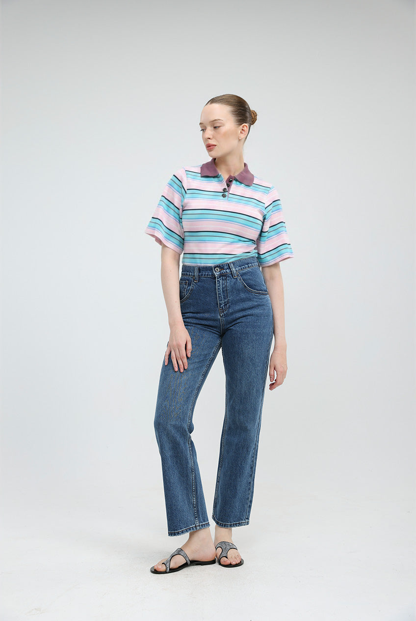 Sweet Pink Striped Polo