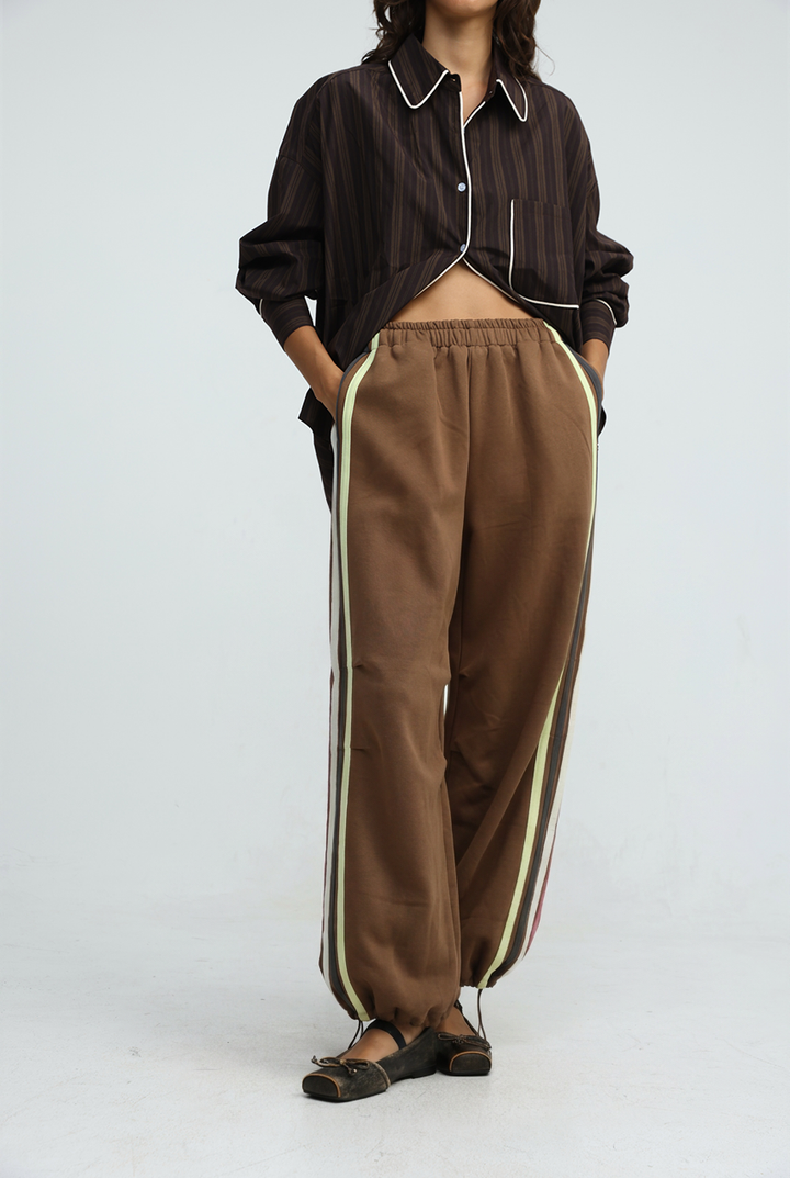 Side Stripes Brown Joggers
