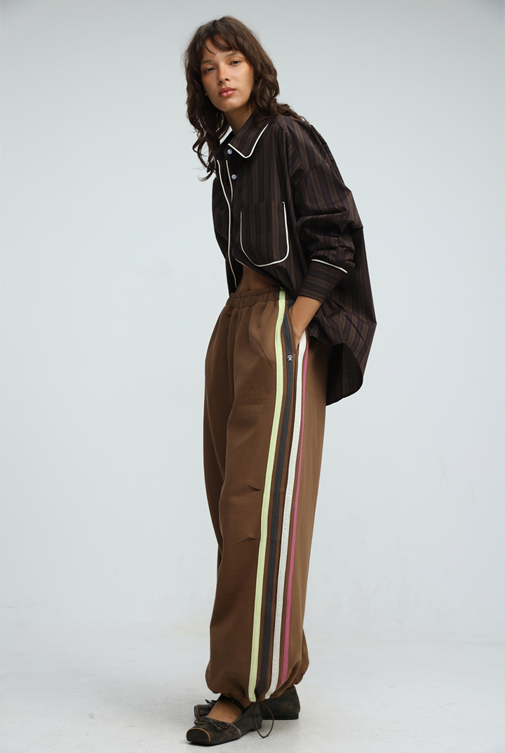 Side Stripes Brown Joggers
