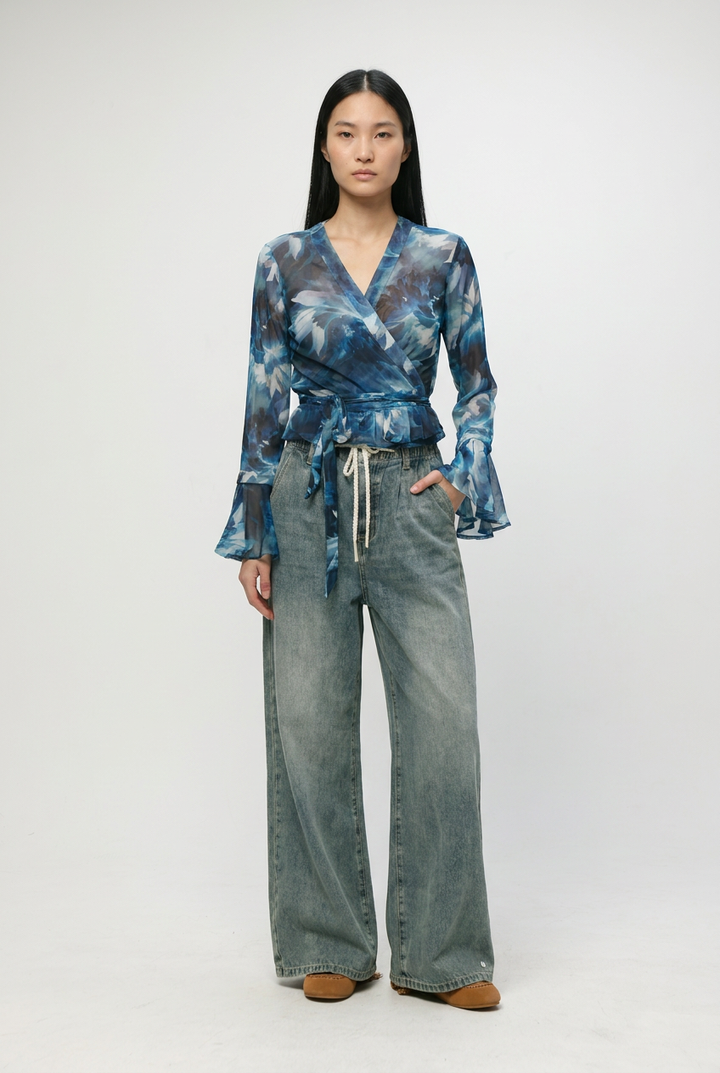 Mirage Blue Wrap Top