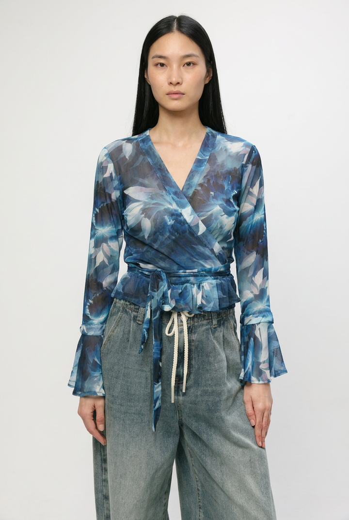 Mirage Blue Wrap Top