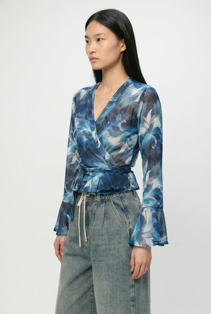 Mirage Blue Wrap Top