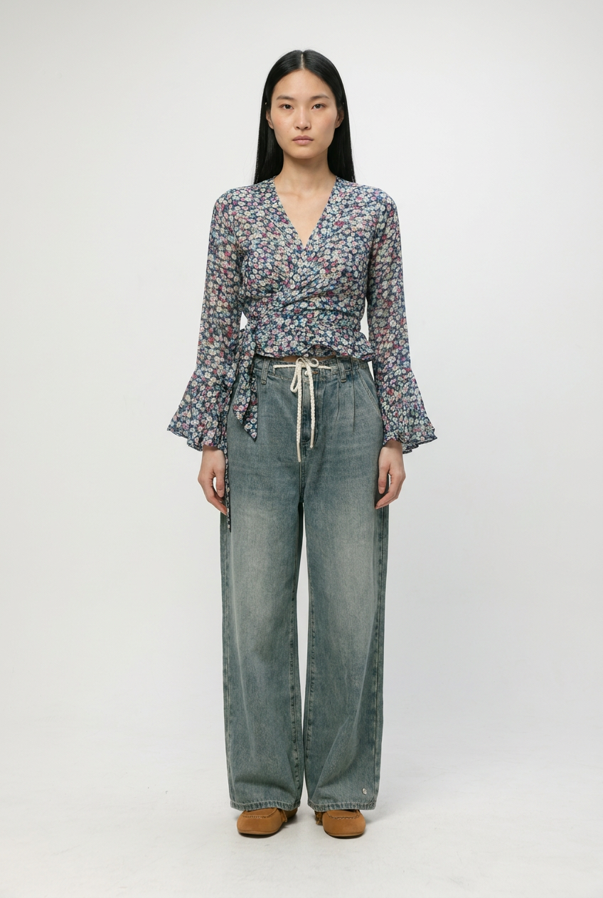 Mirage Floral Wrap Top