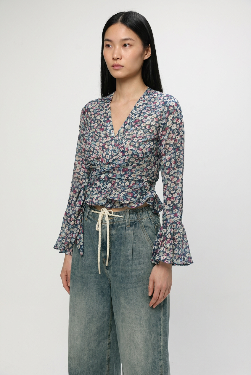Mirage Floral Wrap Top