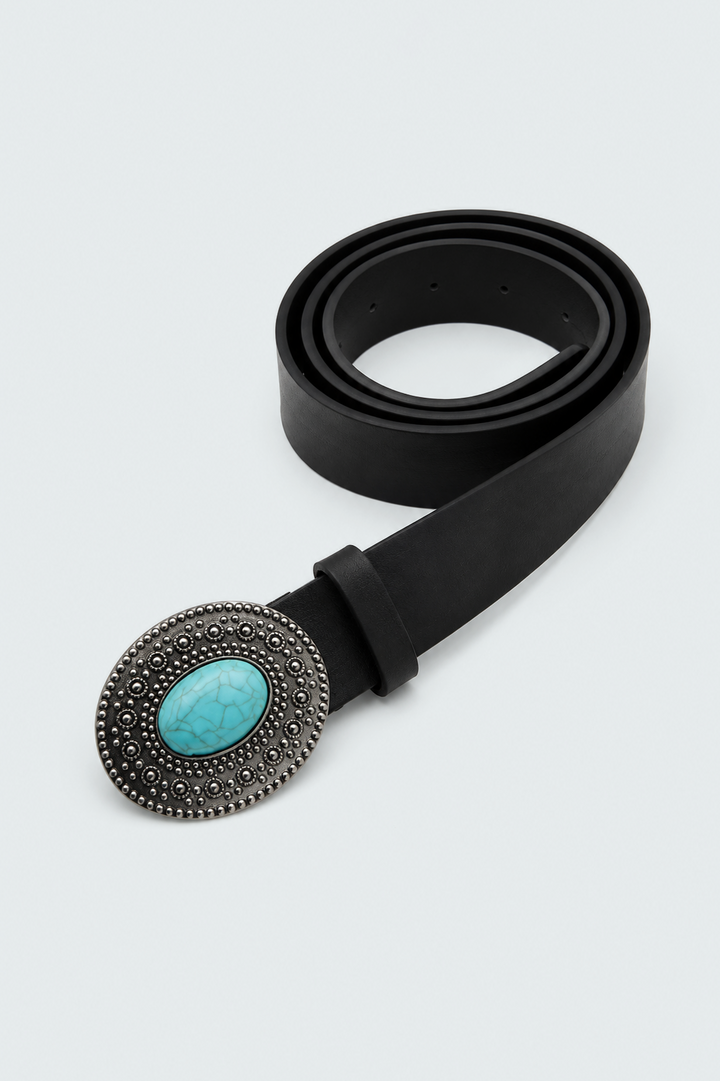 Turquoise Buckle Black Belt