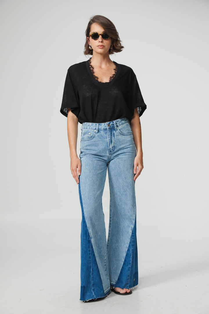 Star 501 Blue Mix Wide Denim