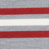 Federer grey striped long-sleeve crewneck top with horizontal red stripes and small embroidered logo on left chest front view